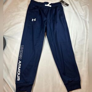 Under Armour Kids Performance Navy Joggers with White Under Armour logo